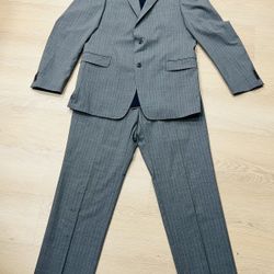 Tommy Hilfiger Men's Grey Striped  2-Piece Jacket Pants Suit 42L