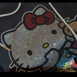 Custom Hello Kitty Black Swarovski Rhinestone hoodie