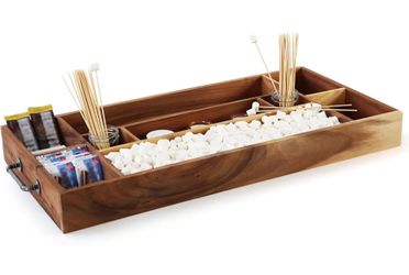 Large Wooden S'mores Bar Organizer & Charcuterie Serving Tray