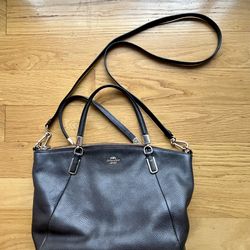 Coach New York Kelsey Pebbled Leather Top Handle Satchel Brown Bag Purse