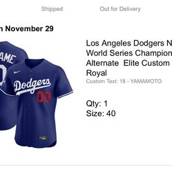 Los Angeles Dodgers Nike 2025 World Series Champions Alternate Elite Custom Jersey
