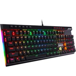 Redragon K580 VATA RGB LED Backlit Mechanical Gaming Keyboard with Macro Keys & Dedicated Media Controls, Hot-Swappable Socket, Onboard Macro Recordin