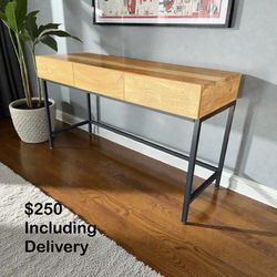 Mango Wood Modern Industrial 3 Drawer Console Table – Free Delivery