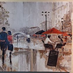 Ruanne Manning Real Canvas Oil Painting "Riverwalk II" 28"w X 22"t