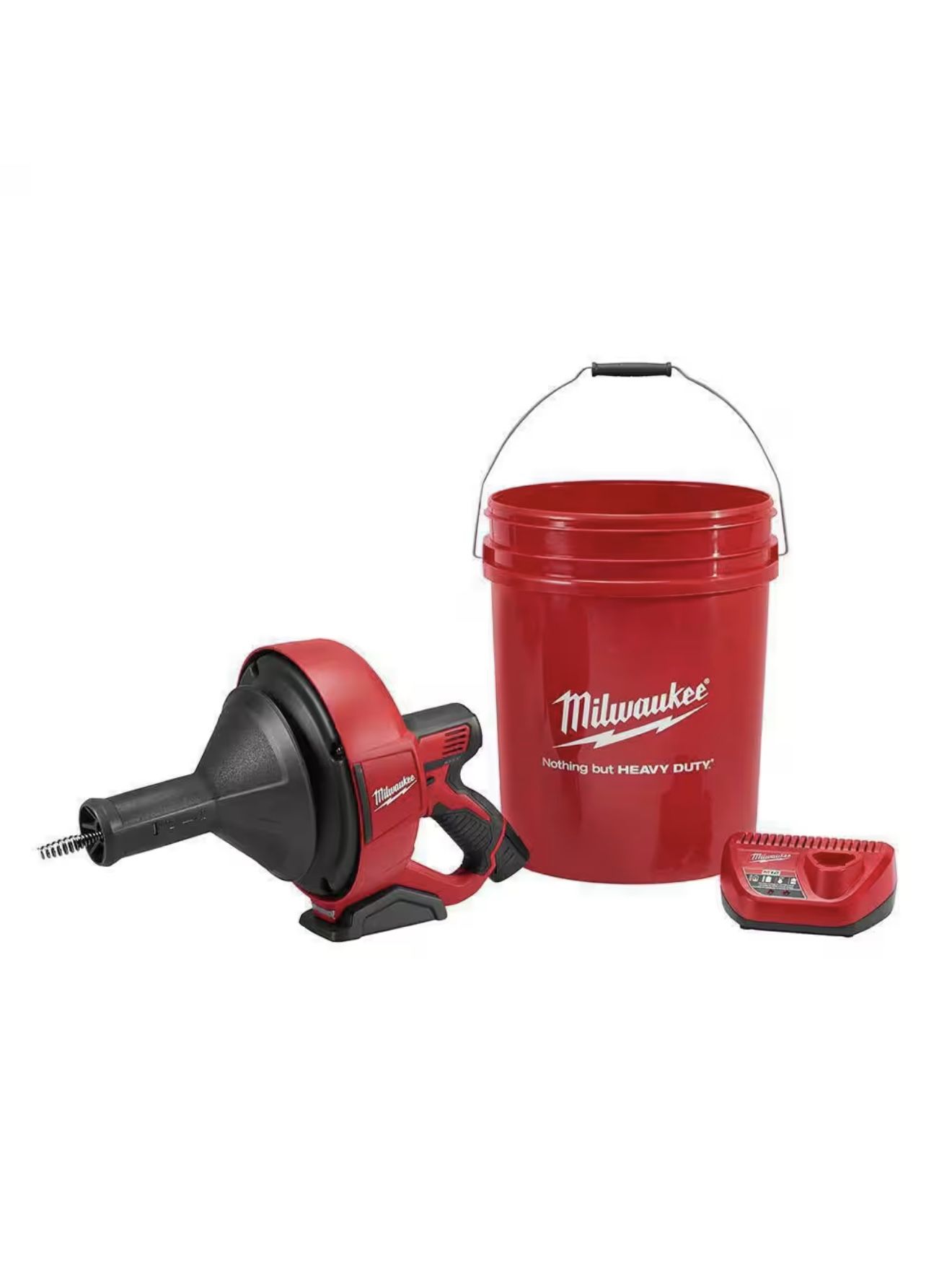 M12 12-V Lithium-Ion Cordless Drain Snake Auger W/ (1) 1.5Ah Battery, 5/16 in. x 25 ft. Cable, Charger, & 5 Gal. Bucket