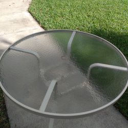48" Glass Patio Table Outdoor Pool Umbrella Hole Ring - Outdoor Deck or Porch Furniture 