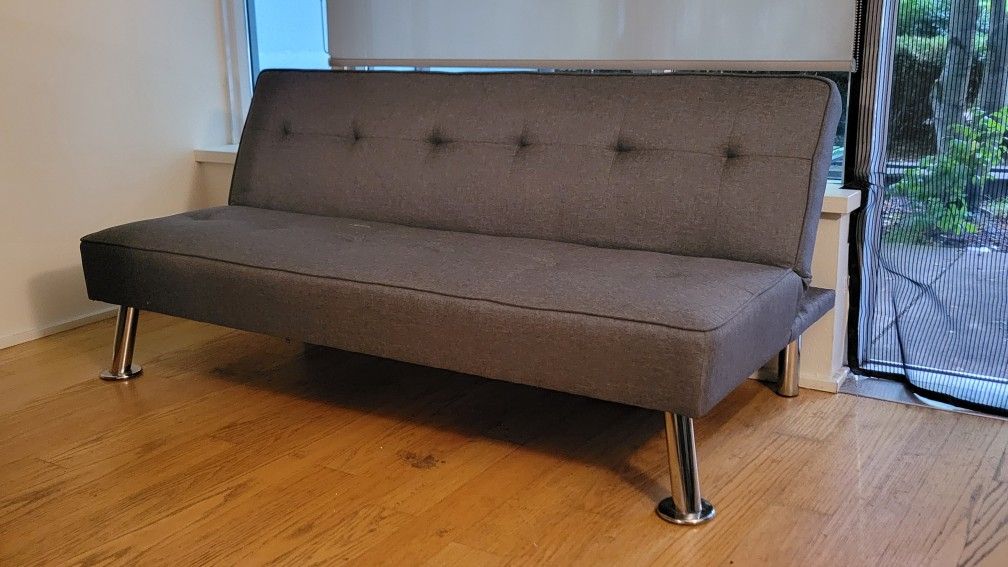Alden Design Modern Fabric Convertible Futon with USB, Charcoal