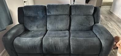 Blue electric recliner couch
