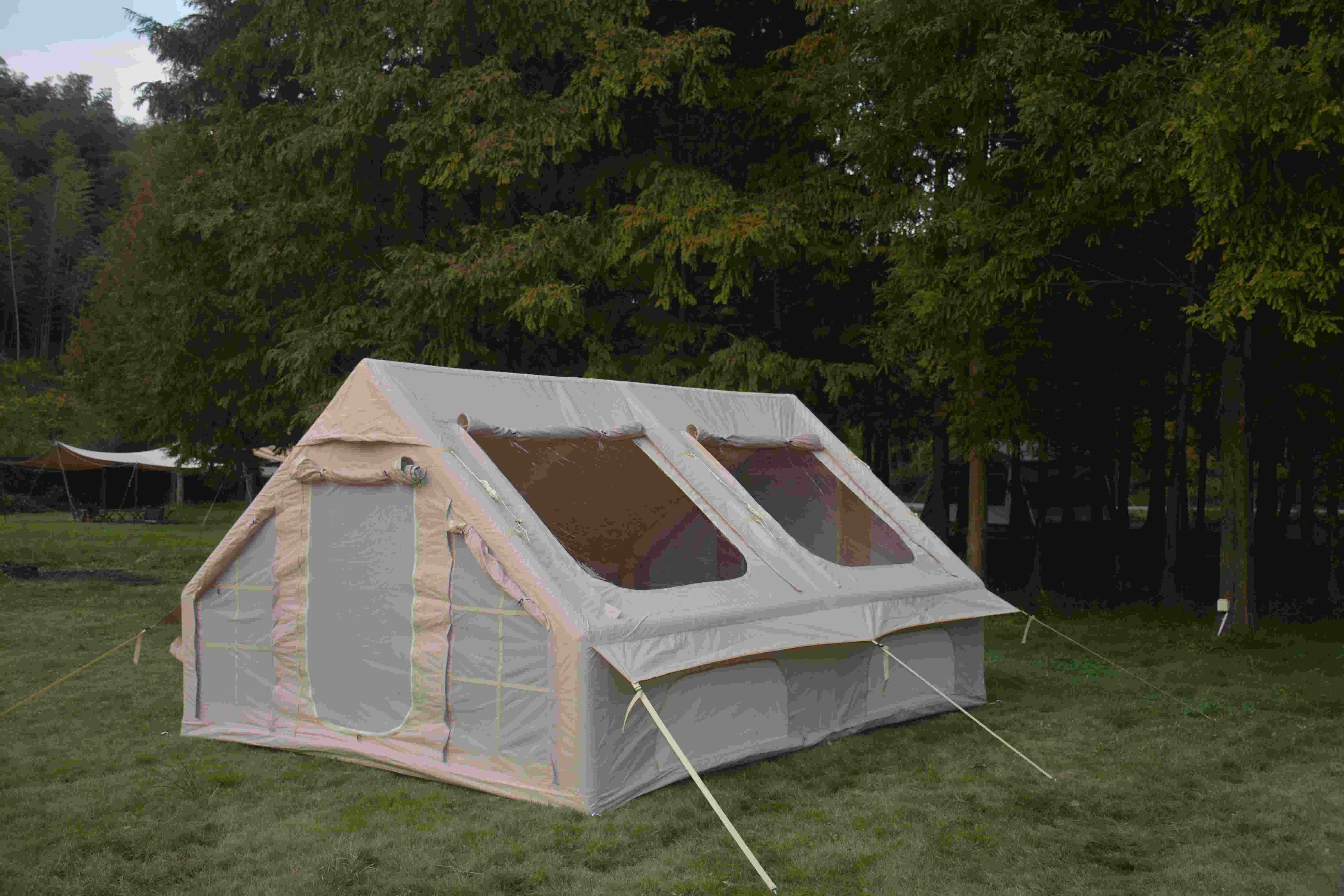 9.8 x13ft Inflatable Camping Tents with Hand Pump, Air Glamping Tents, Easy Setup Waterproof and Windproof Blow up Tent, 4 Seasons Oxford Cabin Tent w