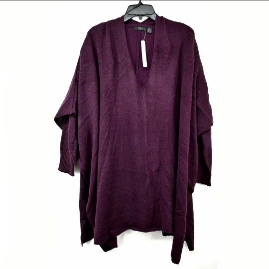 RDI Long Sleeve Acrylic Blend Knit V-Neck Poncho Pullover Sweater Womens Small