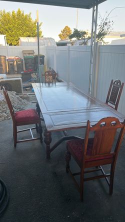 100 year old Vintage Wood Dining Table with 4 Chairs