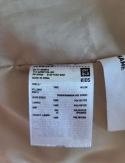 Uniqlo Down Jacket For Winter  Girls Size 9-10