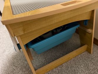 Kids Wooden lego Activity Table with 3 Storage Bins