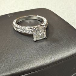 2.11 ct. Cushion G VS1 Diamond Engagement Ring Platinum Lab Grown IGI 3.41 TW