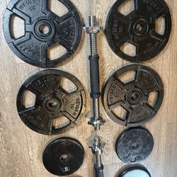 Standard Adjustable Dumbbells Cast Iron Plates.  Total : 80 lbs