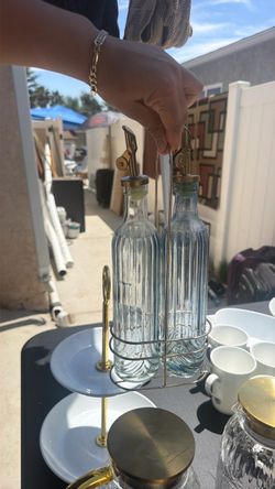 Glass Oil and Vinegar Bottle Set with Rack