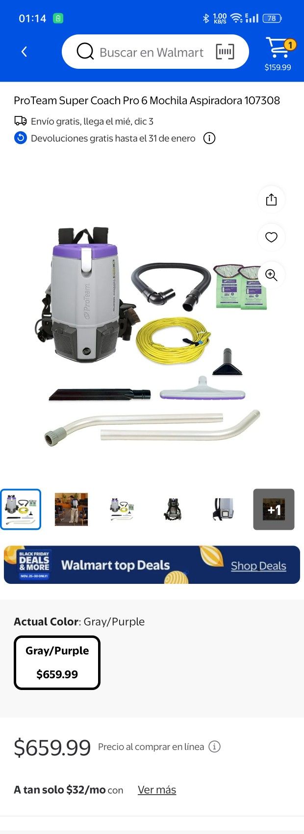 Aspiradora Backpack Profesional Proteam Supercoach Pro 6