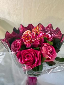 Half‑Dozen Handmade Ribbon Rose Bouquet