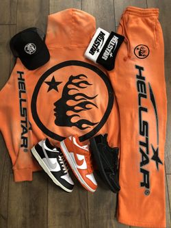 Hellstar Orange Set Hoodie Flare Sweats Travis Scott Nike Dunk Low