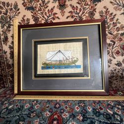 Vintage Egyptian Papyrus Art With Certificate 