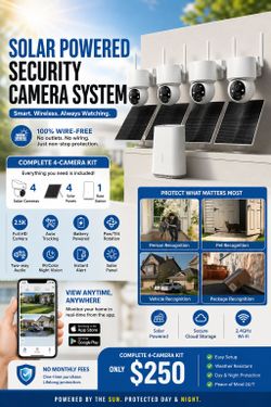 📹 Solara Powered Security Camera System – 4 Camera Kit