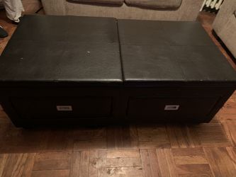 Leather storage ottoman / coffee table