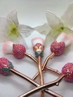 6 pcs Rhinestone Rose Makeup Brush Set