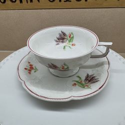 Saladmaster Heirloom Cabbage Rose pattern cup and saucer set. 