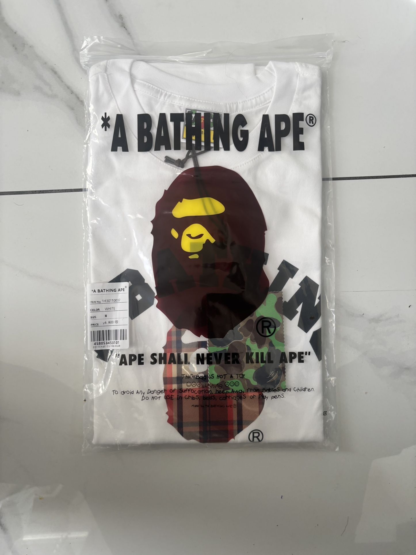 White And Red A Bathing Ape X Burberry Collab Sizes S/M