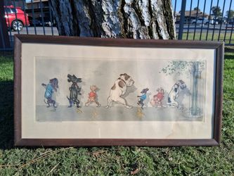 Vintage hand-colored etching titled "Comme nos maîtres!" from the famous "Dirty Dogs of Paris" series by Boris O'Klein (1893–1985)...asking $125.00