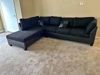 🥵 Brand new black L shaped sectional sofa/couch • Opt Ottoman | Pay after delivery 🚚