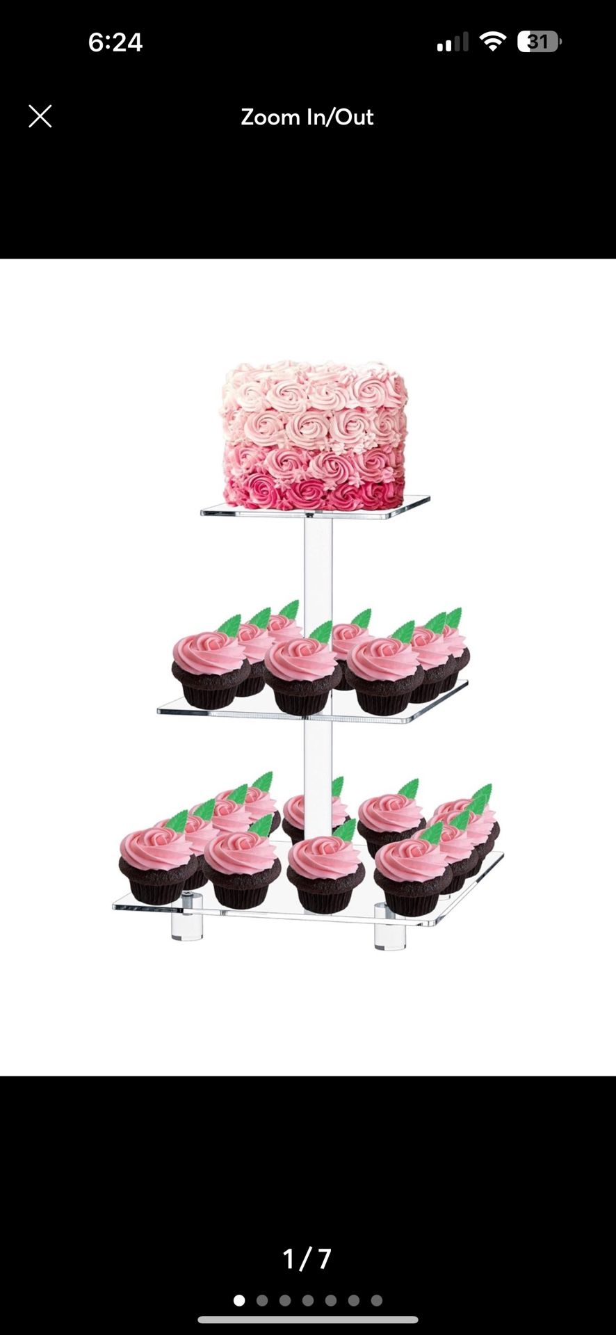 3 Tier Strong Acrylic Square Cupcake Stand, Dessert Display Tower