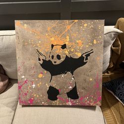Banksy “Panda With Guns” Art Canvas (non-original)
