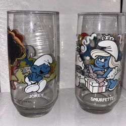 Vintage Smurf Cups – 1980s Smurfette & Jokey Glasses – McDonald’s collection