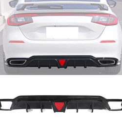 22-24 Civic Hatchback Gloss Black Rear Bumper Diffuser W/ Corner Spats PP