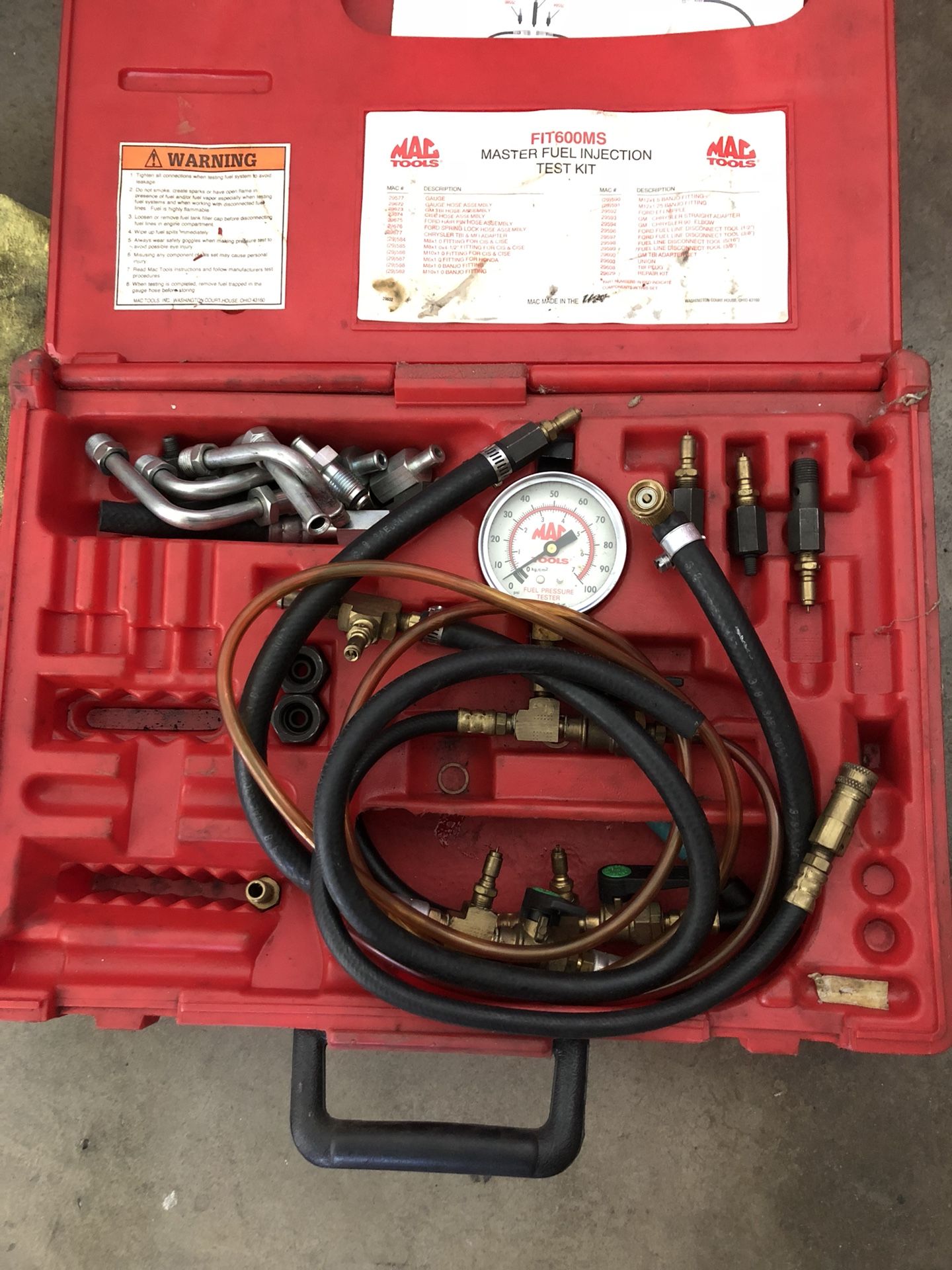mac tools fuel pressure tester fit600ms