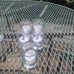 5 glass votives centerpiece wedding decor