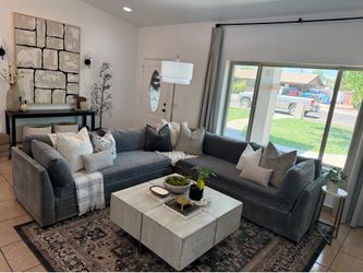 Grey Velvet Sectional Couch