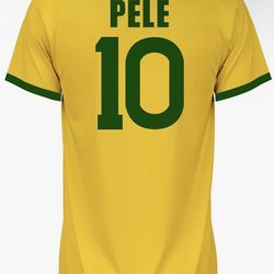 Pelé Brazil #10 Retro 1970 Tribute Jersey Large Yellow Green Soccer Shirt