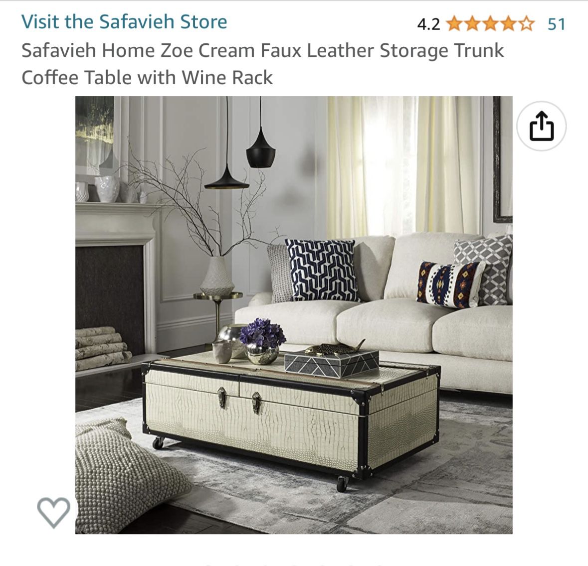 Safavieh Zoe Coffee Table Storage Trunk With Wine Rack Grey – Incredible  Rugs and Decor