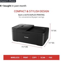 Canon PIXMA MX  All-in-One Wireless Printer, Home Use with Auto Document Feeder, Mobile Printing and Built-in Fax, Black