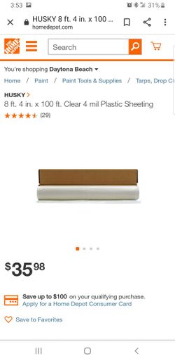 Husky 8 ft.. 4 in. x 100 ft. Clear 4 mil Plastic Sheeting