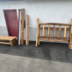 Queen Size Bed And Foot Bird Bench 