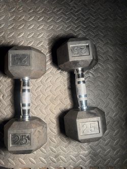 25 lb Rubber Hex Dumbbells Pair