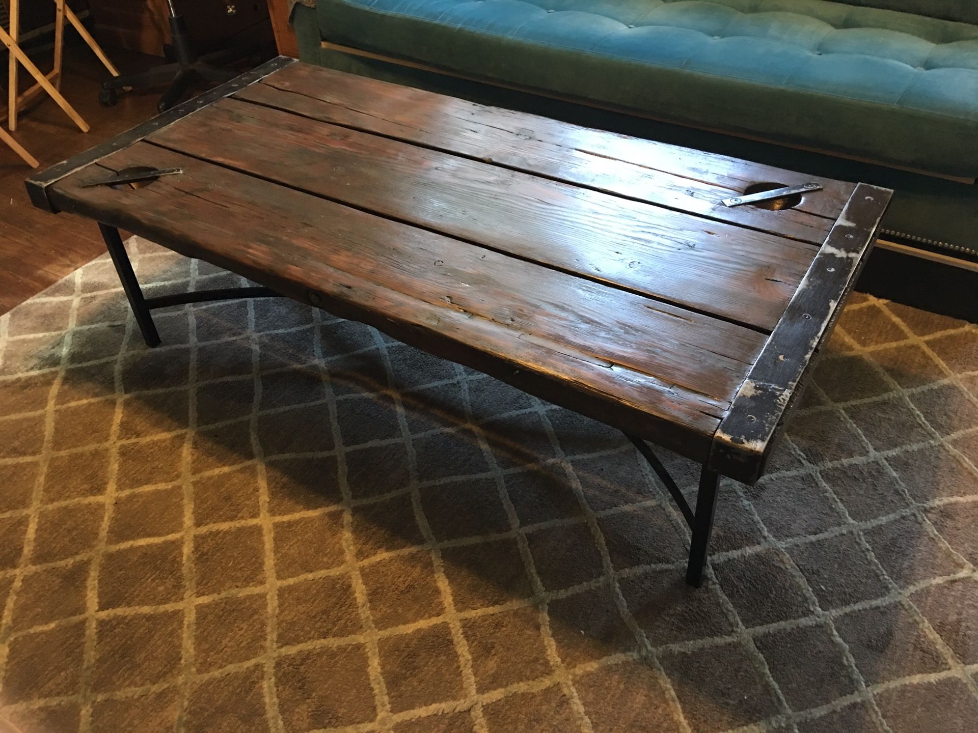 Vintage steampunk industrial WWII liberty ship cargo door coffee table -price firm