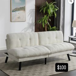 Mainstays Camden Cozy Futon, Cream Boucle Fabric, 72