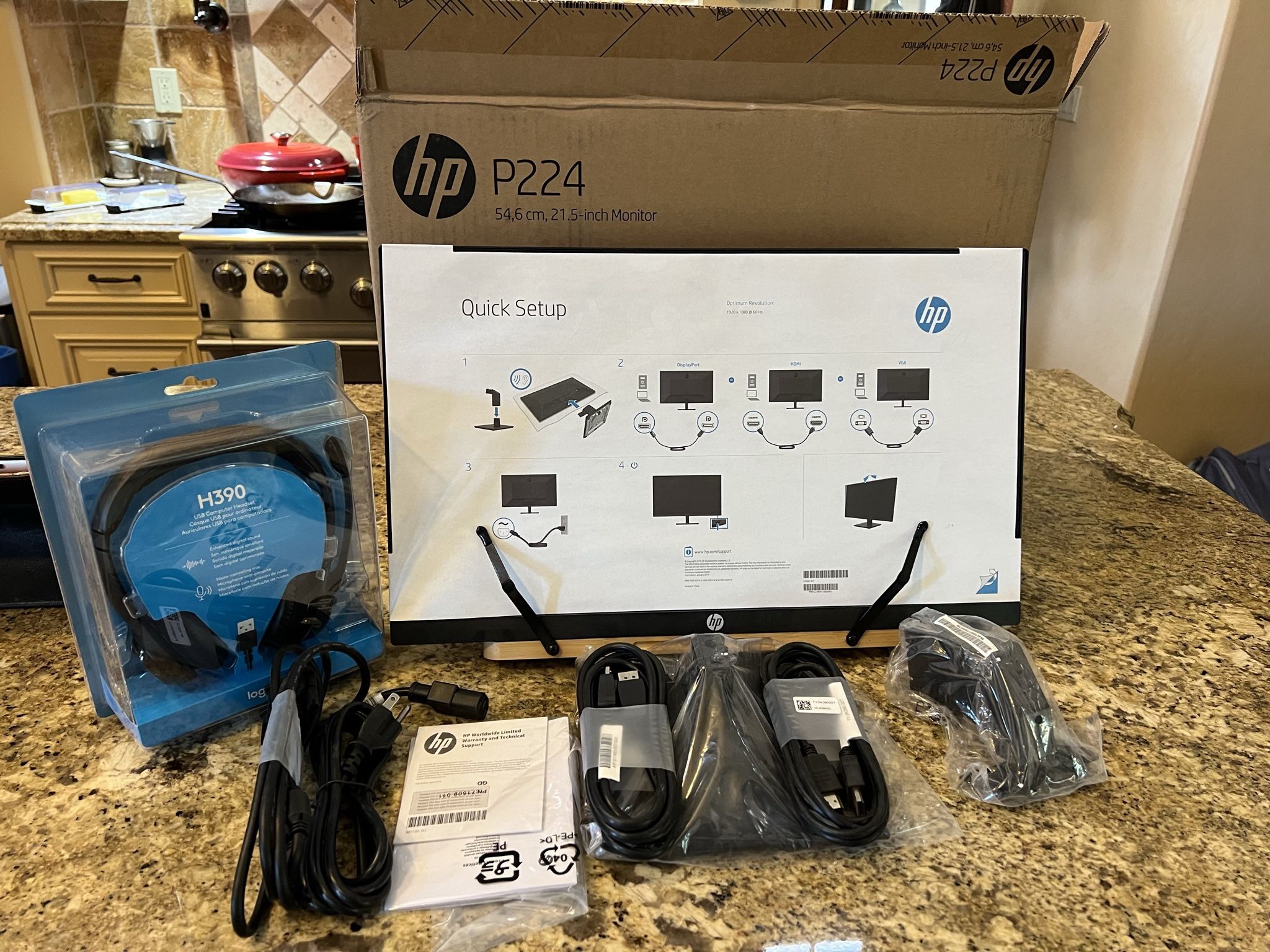 HP monitor & Logitech USB Headset