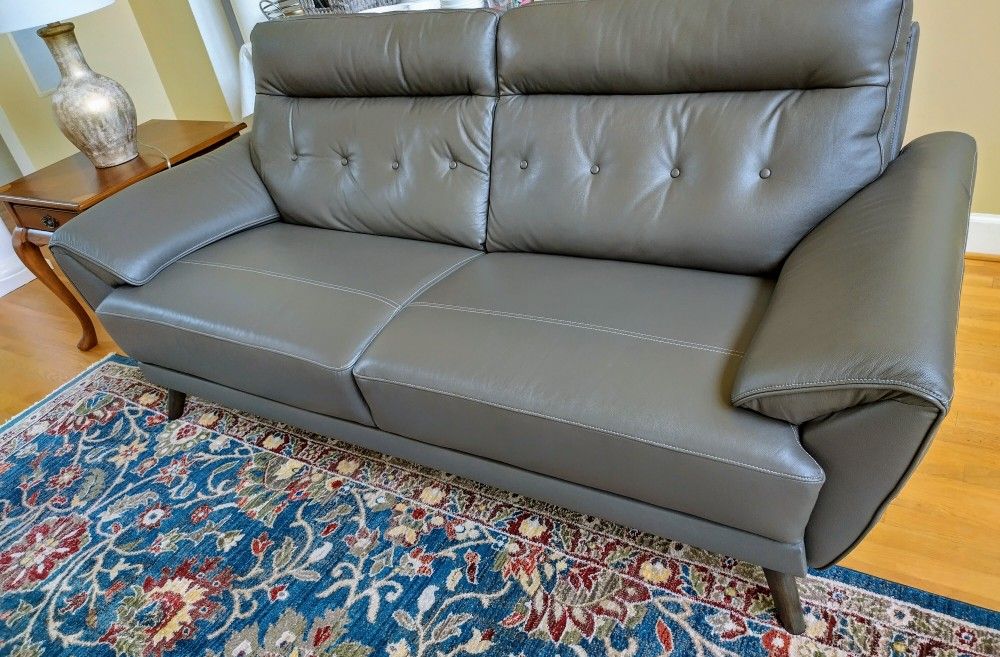 Gray Leather Sofa & Love Seat