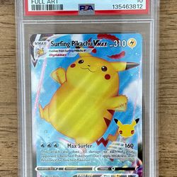 2021 Pokemon Celebrations Surfing Pikachu VMAX 009/025 Full Art Holo PSA 10