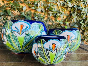Set of 3 Talavera Bowl Pot Planters